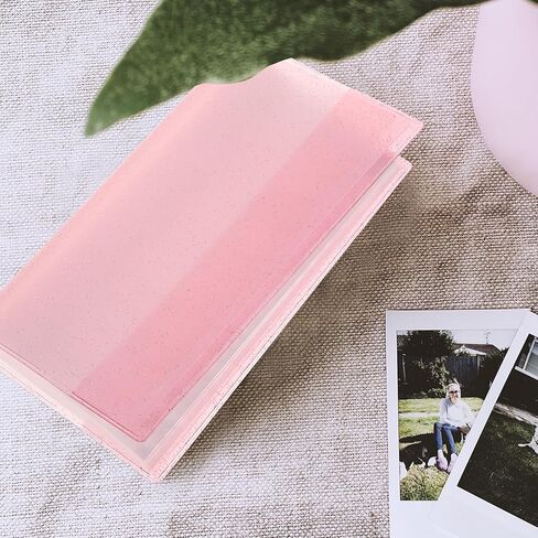 Tofficu Jelly Photo Album Binder 84-pocket Multi-functional Ticket and Business Card Organizer for Concert Lovers with Glitter Pink Large Capacity Storage in Saudi Arabia