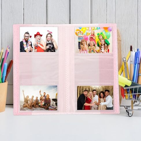 Tofficu Jelly Photo Album Binder 84-pocket Multi-functional Ticket and Business Card Organizer for Concert Lovers with Glitter Pink Large Capacity Storage in Saudi Arabia