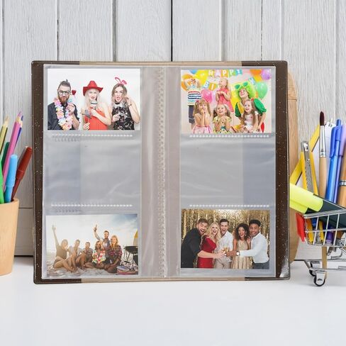 STOBAZA Jelly Photo Album Binder with 84 Pockets, Multifunctional Large Capacity Ticket and Business Card Holder, Black Glitter Portable Souvenir and Movie Tickets Collection Book in Saudi Arabia