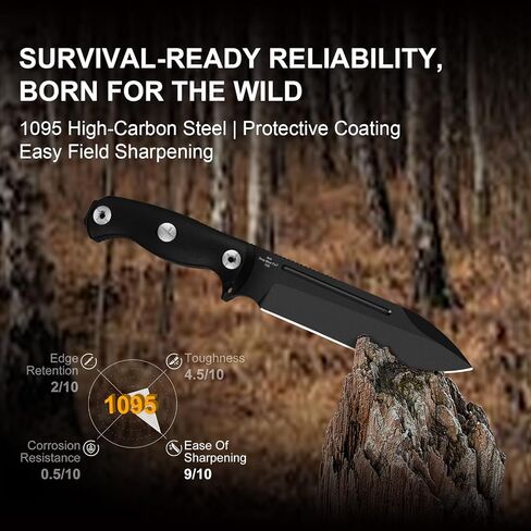 Kizer Drop Bear Fix 7 Fixed Blade Knife, 6.51" 1095 Blade Hunting Knife with Black G10 Handle & Hammer Pommel, Survival Knives with Sheath, Bushcraft Knives with Rotatable Clip, 1103A2 in Saudi Arabia