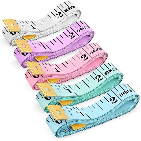 iBayam 5-Pack 60-Inch Double Scale Soft Ruler Measuring Tape, High Accuracy, Push-Button Lock, Plastic Blade, Vinyl Case, Blue, Green, White, Pink, Purple in Saudi Arabia