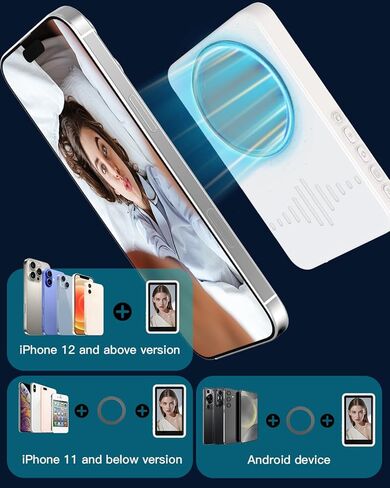 شاشة مراقبة سيلفي لهاتف iPhone مع ضوء، شاشة كاميرا خلفية مغناطيسية لمدونة الفيديو لمنشئ المحتوى والمؤثر والبث المباشر وTikTok، عدسات Snaplylens لشاشة iPhone Android Selfie باللون الأبيض in Kuwait