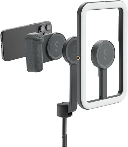 مجموعة ShiftCam للسفر والمبدع - حزمة منشئ الأجهزة المحمولة المتوافقة مع MagSafe لأجهزة iPhone وAndroid، وقبضة هاتف مدمجة، وإضاءة LED قابلة للتعديل، وحامل ثلاثي بلوتوث قابل للتمديد لمدونات الفيديو - مجموعة أدوات السفر الاحترافية in Kuwait