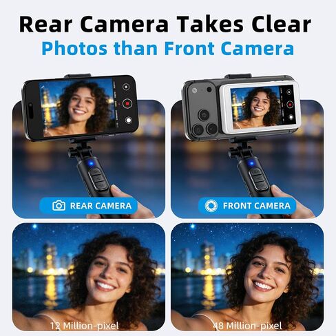 Selfie Monitor Screen for iPhone & Android - Magnetic Vlog Selfie Mirror for Phone Back Camera - Remote Control Screen Mirroring Rear Camera in Saudi Arabia