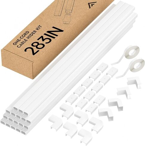 yecaye 304in cord kyder ، مجموعة خفي الكابلات من طراز واحد ، أغطية سلك PVC للأسلاك على الحائط ، إدارة أدوات السباق القابلة للطلاء ، Max for 2 small stord for Home Office ، 18 × L16.9in W0.59in H0.4in in Kuwait