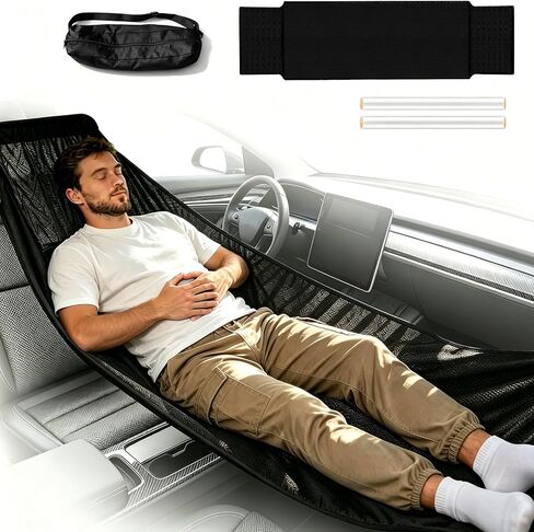 Truck Hammock for Cab Front Seat, Heavy Duty 330lbs Support, Portable Truck Bed Hammock with Storage Bag for Semi Truck Lorry Long Haul Driver Rest (Black) in Saudi Arabia
