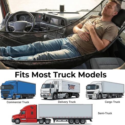 Truck Hammock for Cab Front Seat, Heavy Duty 330lbs Support, Portable Truck Bed Hammock with Storage Bag for Semi Truck Lorry Long Haul Driver Rest (Black) in Saudi Arabia