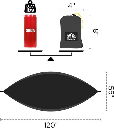 Night Cat Ultralight Pocket Hammock: Durable Tree Hammock Tear-Resistant HMPE Ripstop High Strength Fabric Only 0.66lb Max Load 330lbs Portable for Solo Hiking Backpacking in Saudi Arabia