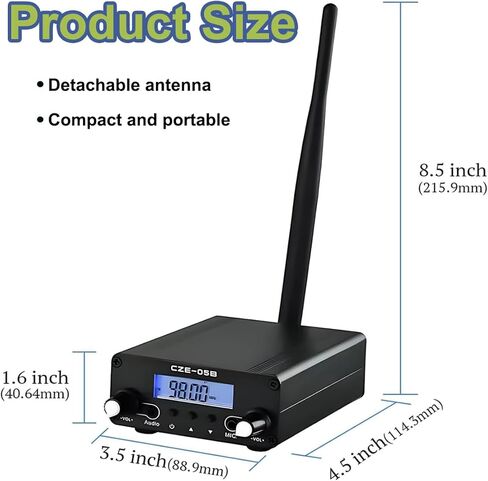 0.5W 0.1W Long Range FM Transmitter,Stereo Mini Radio Station with LCD & 3.5mm Audio Cable,for Drive-in Movies, Lights & Fireworks Shows,Church Parking Lots in Saudi Arabia