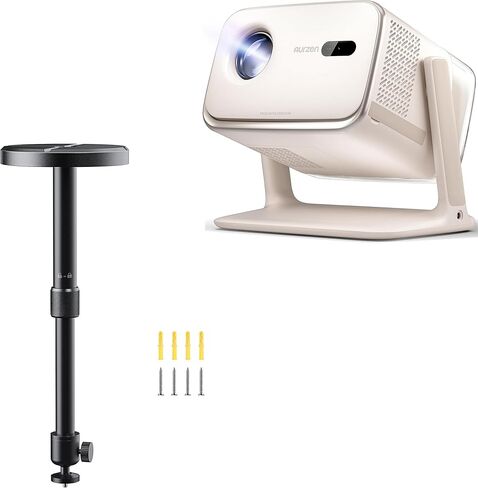 Aurzen BOOM mini Smart Projector Bundle with Ceiling Projector Mount Bracket, 20W Dolby Audio, Real-Time Focus, 4K Supported Smart Portable Home Theater Projector, Off-white in Saudi Arabia