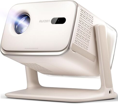 Aurzen BOOM mini Smart Projector Bundle with Ceiling Projector Mount Bracket, 20W Dolby Audio, Real-Time Focus, 4K Supported Smart Portable Home Theater Projector, Off-white in Saudi Arabia