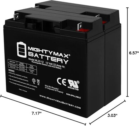 Mighty Max Battery 12V 22AH SLA Battery Replacement for Vision HP12-116W-X - 2 Pack in Saudi Arabia