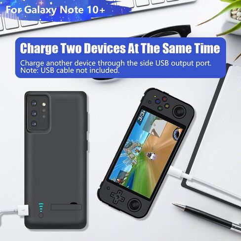 حافظة بطارية لهاتف Samsung Galaxy Note 10+ Plus 5G، حافظة شاحن بطارية ممتدة قابلة لإعادة الشحن بقدرة 6000 مللي أمبير في الساعة، أضف عصيرًا إضافيًا بنسبة 100% باللون الأسود in Kuwait