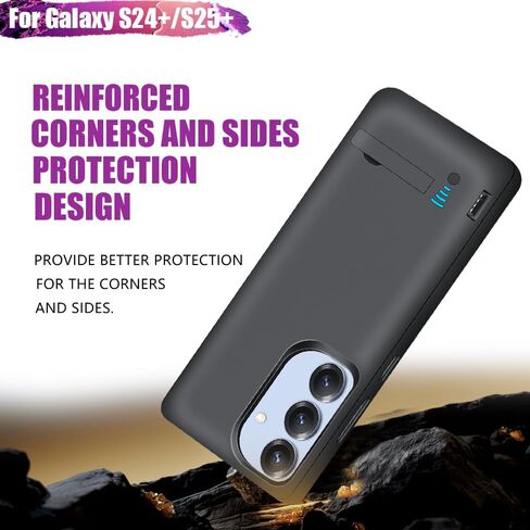 حافظة بطارية Sitong لهاتف Samsung Galaxy S25+/ S25 Plus/ S24+/ S24 Plus، حافظة شاحن بطارية ممتدة قابلة لإعادة الشحن بقدرة 5000 مللي أمبير في الساعة، أضف 100% عصير إضافي (6.7 بوصة) أسود in Kuwait
