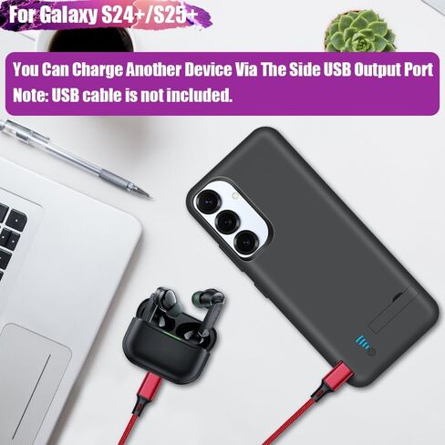 حافظة بطارية Sitong لهاتف Samsung Galaxy S25+/ S25 Plus/ S24+/ S24 Plus، حافظة شاحن بطارية ممتدة قابلة لإعادة الشحن بقدرة 5000 مللي أمبير في الساعة، أضف 100% عصير إضافي (6.7 بوصة) أسود in Kuwait