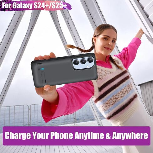 حافظة بطارية Sitong لهاتف Samsung Galaxy S25+/ S25 Plus/ S24+/ S24 Plus، حافظة شاحن بطارية ممتدة قابلة لإعادة الشحن بقدرة 5000 مللي أمبير في الساعة، أضف 100% عصير إضافي (6.7 بوصة) أسود in Kuwait