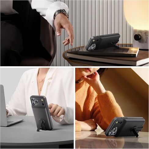 حافظة بطارية GIN FOXI لهاتف iPhone 17 Pro Max مع حامل، شاحن حافظة شحن 8500 مللي أمبير في الساعة، حزمة بطارية قوية وخفيفة الوزن للغاية 15 وات، صندوق عصير TPU مقاوم للسقوط وقابل لإعادة الشحن بسرعة (6.9 بوصات) أسود in Kuwait