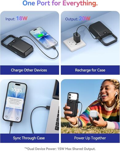 NEWDERY Battery Case for iPhone 17 &17 Pro, 9300mAh Portable Power Bank USB-C Fast Charging, Fast Charger, Protective Rechargeable Portable Charger Case for iPhone 17 Pro 6.3'', Black in Saudi Arabia