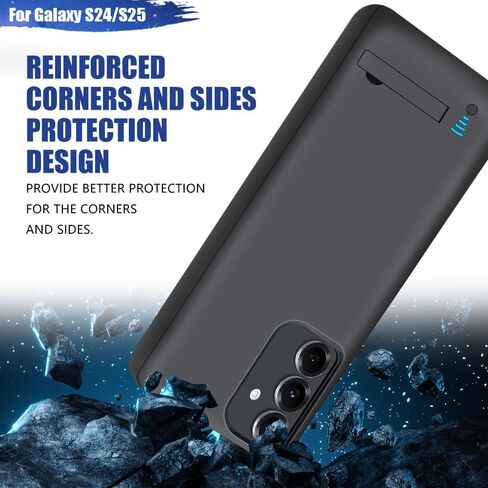 [جراب بطارية جديد لهاتف Samsung Galaxy S25 S24، حافظة شاحن بطارية ممتدة قابلة لإعادة الشحن بقدرة 5000 مللي أمبير في الساعة، أضف 100% عصير إضافي (6.2 بوصة) أسود in Kuwait