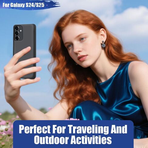 [جراب بطارية جديد لهاتف Samsung Galaxy S25 S24، حافظة شاحن بطارية ممتدة قابلة لإعادة الشحن بقدرة 5000 مللي أمبير في الساعة، أضف 100% عصير إضافي (6.2 بوصة) أسود in Kuwait