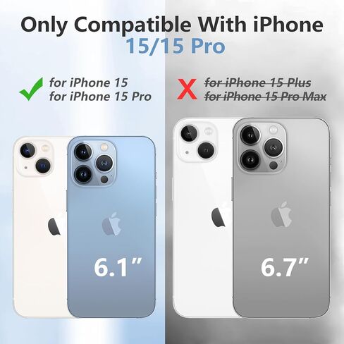 حافظة بطارية GIN FOXI لهاتف iPhone 15/15 Pro، حافظة شحن قابلة لإعادة الشحن مع حامل 7000 مللي أمبير في الساعة فائقة النحافة للحماية من السقوط، صندوق عصير ممتد لهاتف iPhone 15/15 Pro 6.1 بوصة أسود in Kuwait