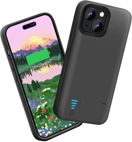 حافظة بطارية Sitong لهاتف iPhone 15 Plus، حافظة شاحن بطارية ممتدة قابلة لإعادة الشحن بقدرة 6000 مللي أمبير في الساعة، أضف عصيرًا إضافيًا بنسبة 100% (6.7 بوصة) أسود in Kuwait