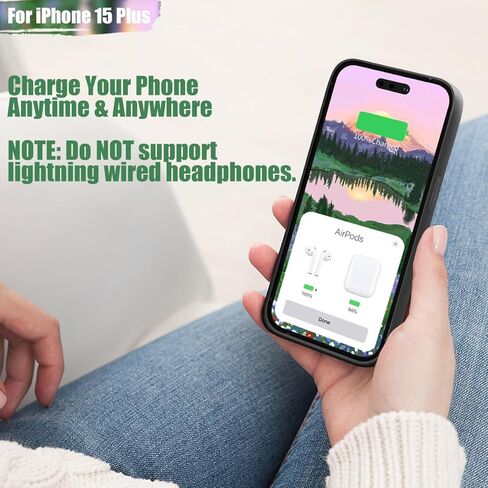 حافظة بطارية Sitong لهاتف iPhone 15 Plus، حافظة شاحن بطارية ممتدة قابلة لإعادة الشحن بقدرة 6000 مللي أمبير في الساعة، أضف عصيرًا إضافيًا بنسبة 100% (6.7 بوصة) أسود in Kuwait