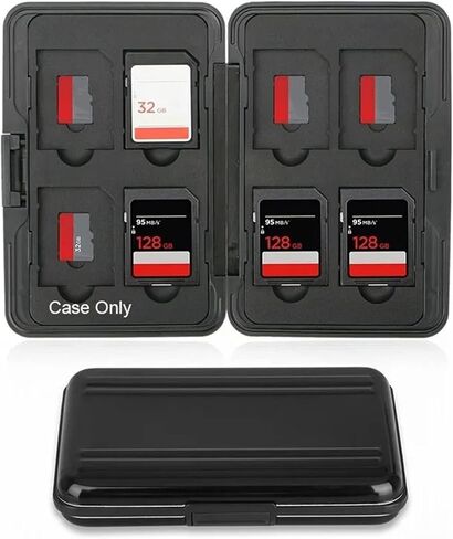 Memory Card Storage Box, Hard Wearing Anti Scratch Aluminum Case, Storage Box with Large Capacity Compact Design, Ideal for Work & Travel in Saudi Arabia