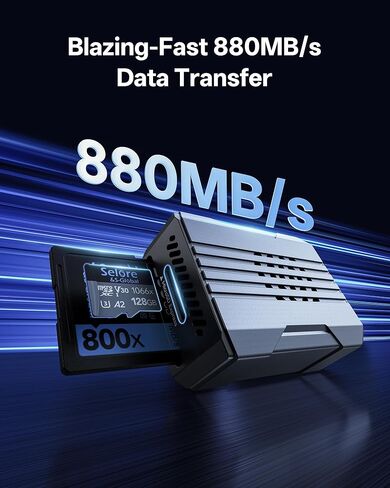 قارئ بطاقة microSD Express بسرعة 880 ميجابايت/ثانية، قارئ بطاقة SD عالي السرعة Selore USB-C وUSB-A، قارئ بطاقة ذاكرة بفتحة مزدوجة لـ microSD SDXC SDHC Express لجهاز Nintendo Switch 2/iPhone/Laptop/MacBook in Saudi Arabia
