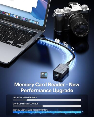قارئ بطاقة microSD Express بسرعة 880 ميجابايت/ثانية، قارئ بطاقة SD عالي السرعة Selore USB-C وUSB-A، قارئ بطاقة ذاكرة بفتحة مزدوجة لـ microSD SDXC SDHC Express لجهاز Nintendo Switch 2/iPhone/Laptop/MacBook in Saudi Arabia