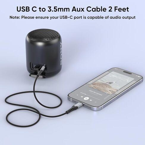 كابل USB C إلى Aux بطول 2 قدم، سلك مساعد صوتي قصير USB من النوع C إلى 3.5 مم، محول مقبس USB-C ذكر إلى Aux Male 1/8 مضفر لهاتف iPhone 17/16/15 وGalaxy S25-S21 وPixel وiPad وستيريو السيارة ومكبر الصوت والصوت in Kuwait