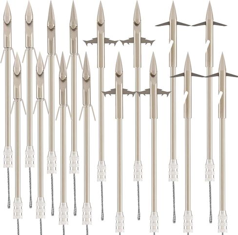 16PCS 4 Types Fishing Darts Slingshot Arrow Silver Steel Fishing Slingshot Reel Dart for Adult Bowfishing Hunting Shooting Fishing in Saudi Arabia