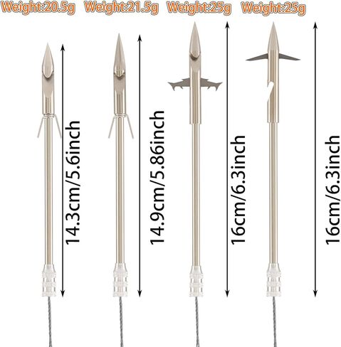 16PCS 4 Types Fishing Darts Slingshot Arrow Silver Steel Fishing Slingshot Reel Dart for Adult Bowfishing Hunting Shooting Fishing in Saudi Arabia