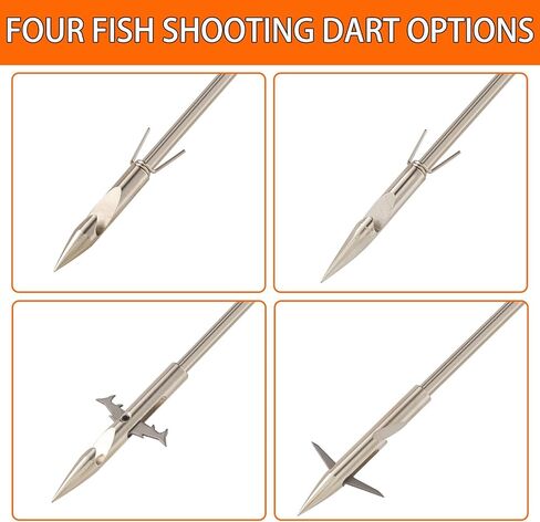 16PCS 4 Types Fishing Darts Slingshot Arrow Silver Steel Fishing Slingshot Reel Dart for Adult Bowfishing Hunting Shooting Fishing in Saudi Arabia