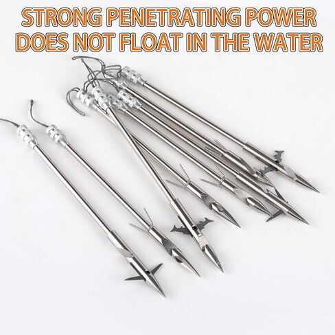 16PCS 4 Types Fishing Darts Slingshot Arrow Silver Steel Fishing Slingshot Reel Dart for Adult Bowfishing Hunting Shooting Fishing in Saudi Arabia