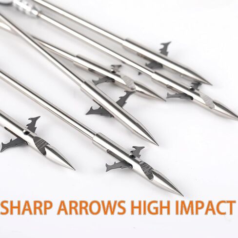 16PCS 4 Types Fishing Darts Slingshot Arrow Silver Steel Fishing Slingshot Reel Dart for Adult Bowfishing Hunting Shooting Fishing in Saudi Arabia