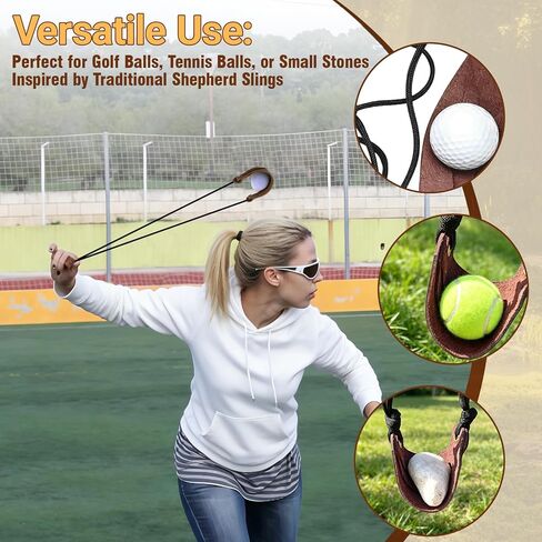 Shepherd Sling Durable Leather Rock Throwing Slingshot for Adults Easy to Learn Long Distance Launcher with Storage Pouch in Saudi Arabia
