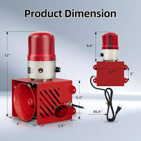 Joinfworld AC110V 120dB صفارة الإنذار القوية ضوء المكونات في إنذار الأمان اليدوي قابل للتعديل حجم في الهواء الطلق مقاوم للماء ضوء تحذير ستروب الطوارئ للمستودع، موقع البناء، رافعة in Saudi Arabia
