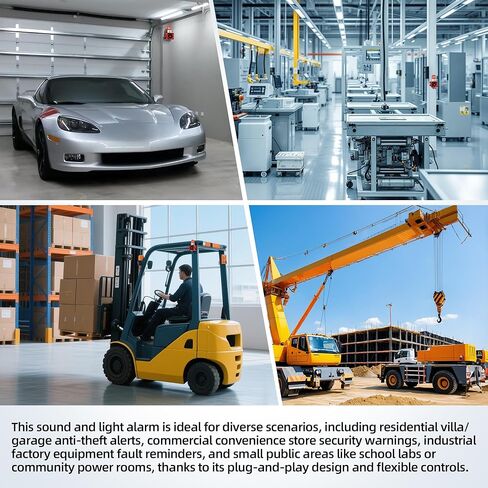 Joinfworld AC110V 120dB صفارة الإنذار القوية ضوء المكونات في إنذار الأمان اليدوي قابل للتعديل حجم في الهواء الطلق مقاوم للماء ضوء تحذير ستروب الطوارئ للمستودع، موقع البناء، رافعة in Saudi Arabia
