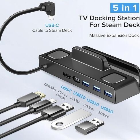محطة إرساء Diyeeni 6 في 1 لـ SteamDeck OLED لـ ROG Ally لـ Legion Go مع 4K 60 هرتز 100 وات PD شحن سريع 1 جيجابت في الثانية إيثرنت 3 USB A ومنفذ واحد من النوع C in Kuwait
