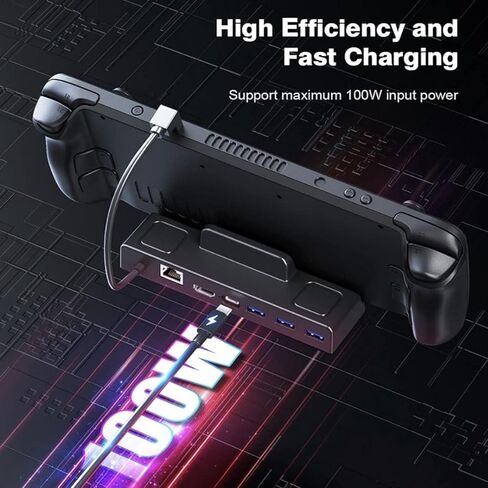 محطة إرساء Diyeeni 6 في 1 لـ SteamDeck OLED لـ ROG Ally لـ Legion Go مع 4K 60 هرتز 100 وات PD شحن سريع 1 جيجابت في الثانية إيثرنت 3 USB A ومنفذ واحد من النوع C in Kuwait