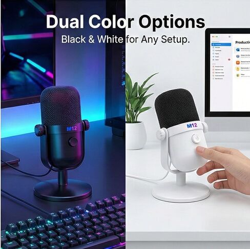 USB-Powered RGB Condenser Microphone - HD Recording Noise Reduction, Real-Time Ear Feedback for PC Phone On-the-Go in Saudi Arabia