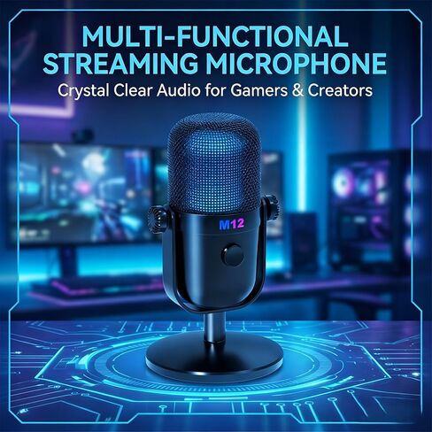 USB-Powered RGB Condenser Microphone - HD Recording Noise Reduction, Real-Time Ear Feedback for PC Phone On-the-Go in Saudi Arabia