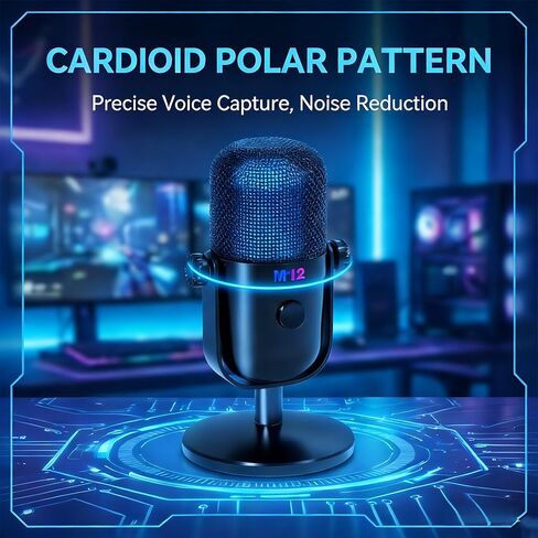 USB-Powered RGB Condenser Microphone - HD Recording Noise Reduction, Real-Time Ear Feedback for PC Phone On-the-Go in Saudi Arabia