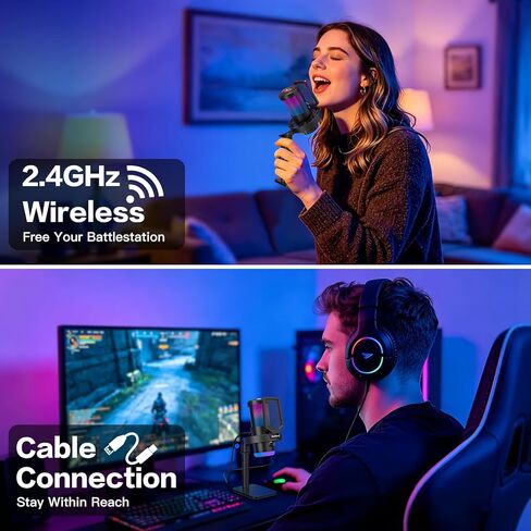 ZealSound Wireless Microphone for PC Mac iPhone iPad & Android, USB Mic with Noise Reduction, Tap Mute and Volume Control, RGB Light and Real-Time Monitoring, for Podcasting Streaming Gaming & TikTok in Saudi Arabia