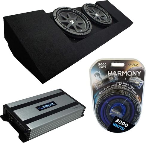 Harmony Audio Compatible with 2015-2025 Chevy Colorado Crew Cab Truck Dual 10" Kicker Bundle 43C104 Sub Box & Harmony HA-A800.1 in Saudi Arabia