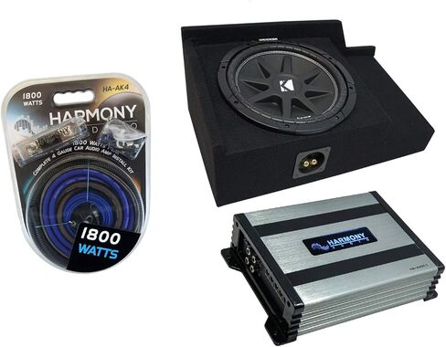 Harmony Audio Kicker Bundle Comaptible with 1999-06 GMC Sierra Extended Cab Truck C12 Comp Single 12" Loaded Sub Box Enclosure with HA-400.1 Amplifier in Saudi Arabia
