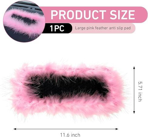 Dash Mat for Car, Anti Slip Pink Feather Dash Mat, 5.71" x 11.6" Colorfast Non-Shedding Anti-Slip Pad, Car Center Console Decoration for Phone Sunglasses Keys (Pink) in Saudi Arabia