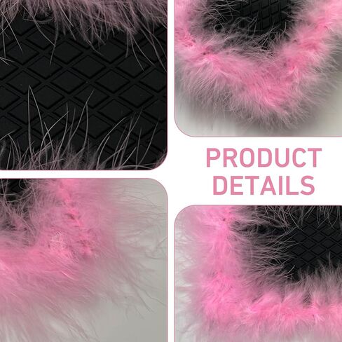 Dash Mat for Car, Anti Slip Pink Feather Dash Mat, 5.71" x 11.6" Colorfast Non-Shedding Anti-Slip Pad, Car Center Console Decoration for Phone Sunglasses Keys (Pink) in Saudi Arabia
