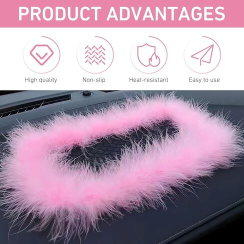 Dash Mat for Car, Anti Slip Pink Feather Dash Mat, 5.71" x 11.6" Colorfast Non-Shedding Anti-Slip Pad, Car Center Console Decoration for Phone Sunglasses Keys (Pink) in Saudi Arabia